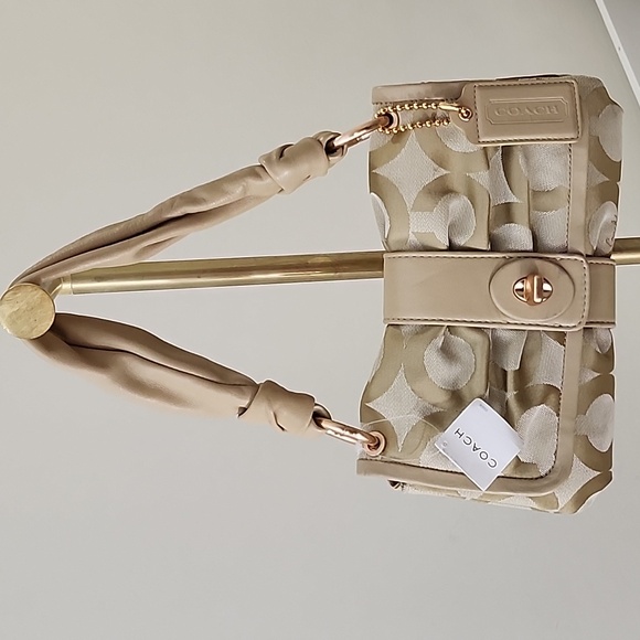 Coach Handbags - Coach Parker Womens OP ART Khaki Sand Leather Canvas Hobo/Soho  Shoulder Bag